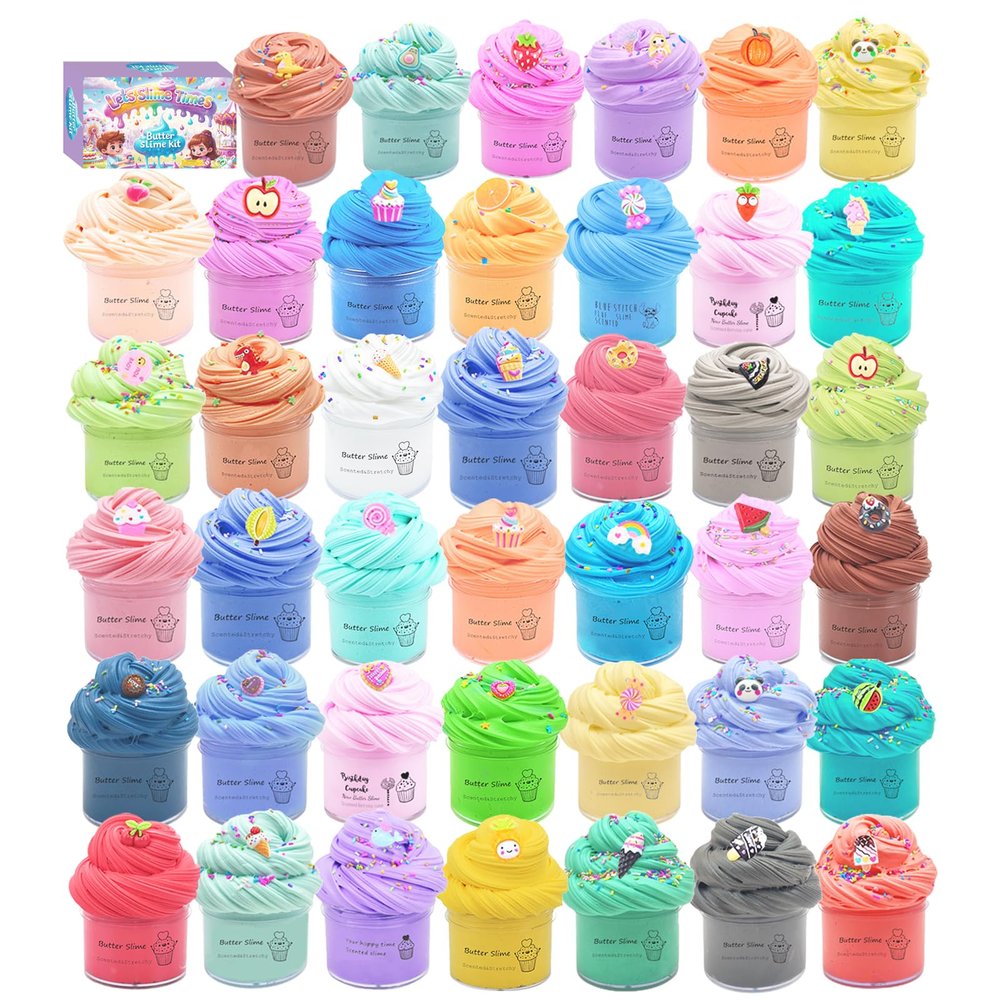 41pack Mini Butter Slime Kit, Party Favor Gifts Slime Stress Relief Toy Scented Sludge Toy for KidsBirthday Gifts, School Prizes