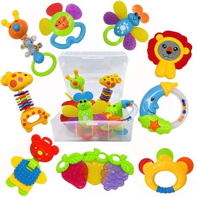 AIVIAI Baby Toys 0-6 Months Infant Toys 0-3 Months Infant Rattles Baby Rattle Teether Toy Set with Storage Box Musical rattles for Newborn Boy Girl Gifts Set with Baby's First Rattle Teether (11pcs)