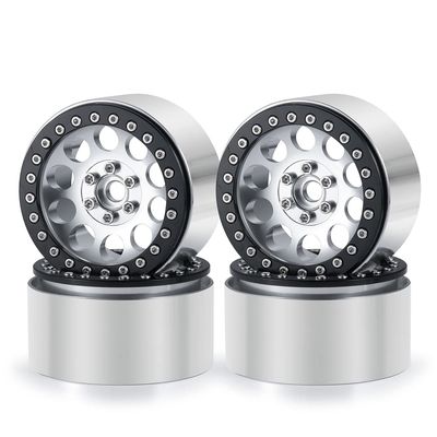 RCLIONS 4PCS 2.2inch Beadlock Wheels 35mm RC 2.2 Aluminum Rims for AXIAL Wraith RR10 90048/90018 TRX4 1/10th RC Crawler Truck Car (Silver)