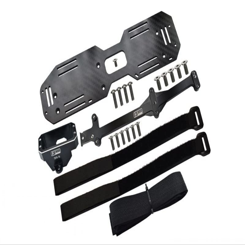 GPM Aluminium 7075-T6 Servo Mount and Carbon Fiber Battery Compartment for TRAXXAS 1/8 4Wd Sledge Monster Truck-95076-4 (Black)