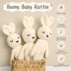 Baby Rattle Crochet White Bunny Doll Baby Toys Handmade Newborn Toy Early Development Grips Stuffed Animal Organic Rattle (Bunny Doll) view 2