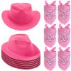Haysandy 6 PCS Western Cowboy Hat Set - Cowgirl Hat and Bandana Set for Halloween Birthday Kids Western Costume Party(Pink,Flocking) view 1