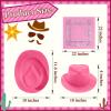 Haysandy 6 PCS Western Cowboy Hat Set - Cowgirl Hat and Bandana Set for Halloween Birthday Kids Western Costume Party(Pink,Flocking) view 2