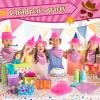 Haysandy 6 PCS Western Cowboy Hat Set - Cowgirl Hat and Bandana Set for Halloween Birthday Kids Western Costume Party(Pink,Flocking) view 4