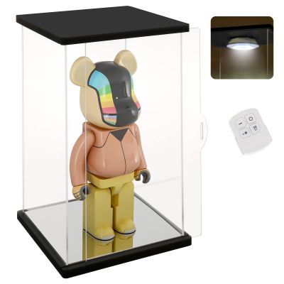 NONEMEY Clear Acrylic Display Case with Remote Control Light for 400% Bearbrick, Dustproof Model Showcase Organizer Box, Display Case for Collectibles Bearbrick (64.712.6inch,151232cm)