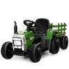 Costzon Ride on Tractor with Detachable Trailer, Kids' Electric Vehicles w/3-Gear-Shift Ground Loader, Wireless Design & USB, 7 LED Headlights, Remote Control Tractor Toy for Kids 3+ (12V, Dark Green) view 1