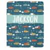 Artsadd Personalized Transportation Kids Baby Throw Blanket with Name, Cars Traffic Signs Baby Boy Swaddle Blanket, for Toddler Kids Bedding Nursery Blanket 50"x60" view 1