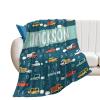 Artsadd Personalized Transportation Kids Baby Throw Blanket with Name, Cars Traffic Signs Baby Boy Swaddle Blanket, for Toddler Kids Bedding Nursery Blanket 50"x60" view 4
