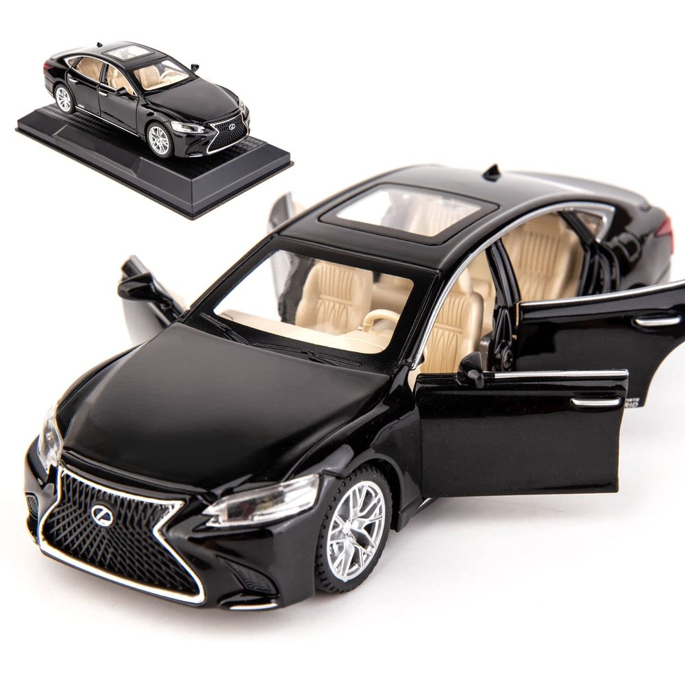 BDTCTK 1/32 Compatible for Lexus Ls500h Model Car, Zinc Alloy Pull Back Toy car with Sound and Light for Kids Boy Girl Gift(Black)
