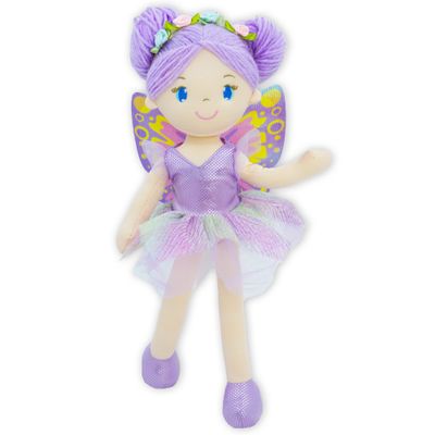 June Garden 16" Enchanted Garden Fairy Doll Yaritza - Plush Stuffed Soft Doll Girl Gift - Purple Outfit and Wings