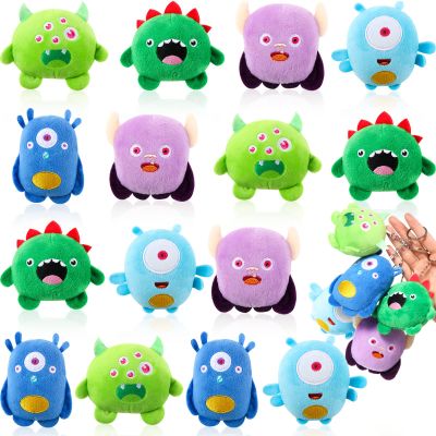 Aoriher 15 Pcs Monster Valentines Stuffed Toys Bulk Mini Stuffed Animals 3.2 Inches Small Plush Keychain for Exchange Gift Baby Shower Favors Bag Fillers Classroom Prizes, 5 Styles