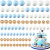 108 Pcs Balls Cake Topper DIY Cupcake Insert Foam Balloons for Cake Baking Wedding Anniversary Birthday Decoration(Blue, White, Gold,Multi Sizes) view 1