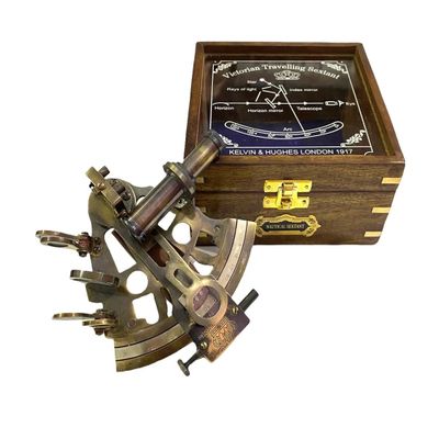 Collectible Antique Nautical Brass Working German Marine Sextant with Wooden Box Antique Astrolabe Ship Navigation Instrument Celestial & Nautical Sextant by The Modern Miracles