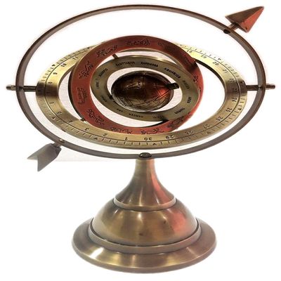 Antique Nautical Brass Armillary Sphere Arrow Globe Brown Metal Base Office Decorative by The Modern Miracles