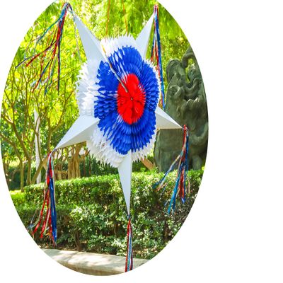 Celly Party American Star Pinata - Red White and Blue Pinatas Party Decorations - 32 Inch Large Authentica Birthday Pinata for Kids Birthday Party, Dia de Los Muertos - Big Colorful Foldable Pinata, 5