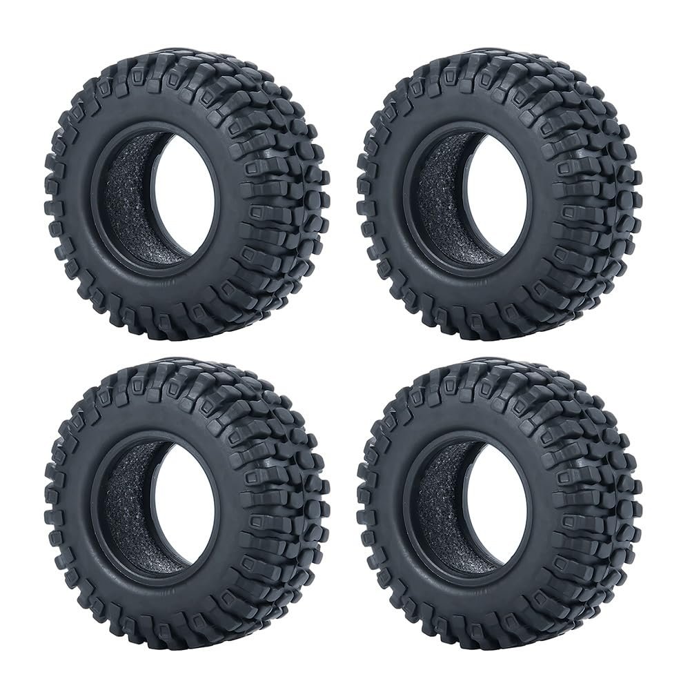 Greendhat 4Pcs 1.0" Beadlock 50*20mm/54*23mm Wheel Rims Tires Set for 1/24 RC Crawler Car Axial SCX24 90081 AXI00001 AXI00002 Part ( Color : 4Pcs 50mm Tires )