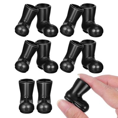 Miniature Christmas Boots Model - 12 Pcs Black Tiny Santa Claus Boots for Dollhouse Decor Plastic Santa Shoes Ornament Festival Desktop Decoration 1.18X1.06X0.51 Inch
