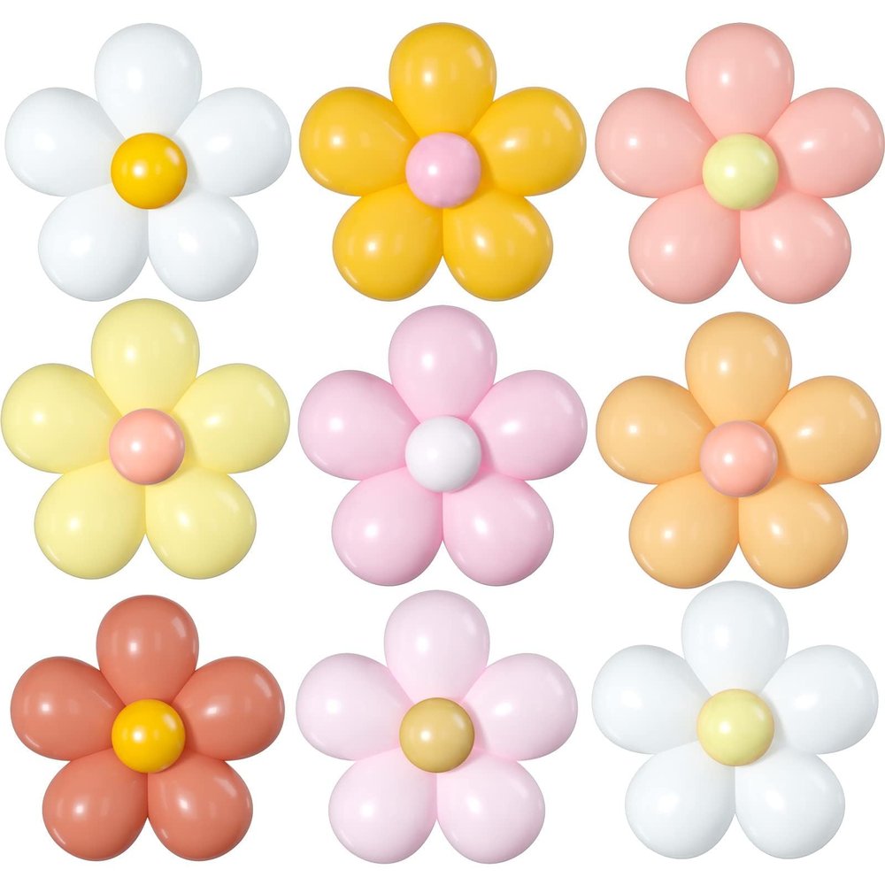 16 Set Daisy Flower Balloons DIY Kit,Boho Daisy Balloons Party Decorations for Birthday Baby Shower Wedding Anniversary Groovy Fairy Retro Hippie Theme Decor
