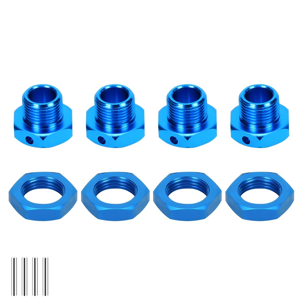 RCAWD 17mm Wheel Hex & Wheel Nut for 1/7 ARRMA Infraction Mojave Limitless 6S & 1/8 Typhon 6S Upgrades, Hex Wheels Hubs Adapter Parts for #AR310447#ARAC9413, #AR310449#ARAC9763 Blue