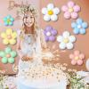 16 Set Daisy Flower Balloons DIY Kit,Boho Macaron Pastel Daisy Balloon Flower Party Decorations for Baby Shower Birthday Wedding Anniversary Groovy Party Supplies view 4