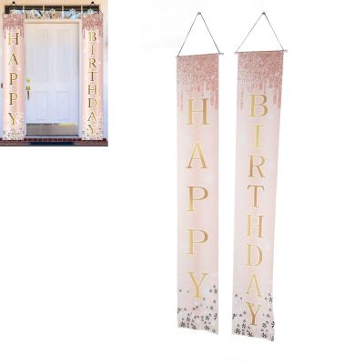 2Pcs Happy Birthday Porch Sign Theme Happy Birthday Decorations Door Yard Sign for Party Decorations