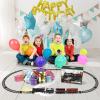 JONEALA Train Set with Remote Control,Electric Train Track Around Christmas Tree W/Cargo Vehicle,Light & Sounds,Alloy Steam Locomotive Engine Train Toy Gift for Boys Girls 4 5 6 7 8 9 10 view 2