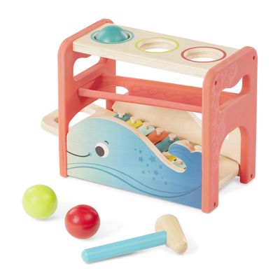 B. toys Xylo Pound Whale Musical Instrument Wooden Hammer & Balls Developmental Toy for Toddlers 1 Year +