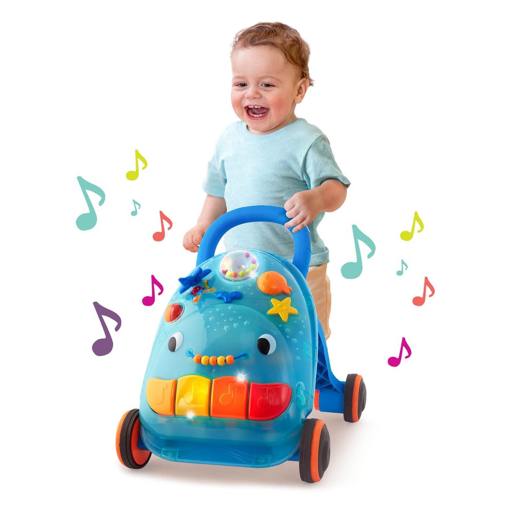 B. toys Walk 'n' Play Ride On Musical Activity Walker Whale Walker for Active Play Songs, Sounds & Lights Interactive Toy for Baby, Toddler 10+ Months