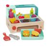 B. toys  Mini Chef  Build  a  Burger Playset  Pretend Play Wooden Burger Play Set  Play Food & Role  Play Accessories  Cooking Toys for Kids  3+ Years view 1