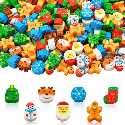 300 Pieces Christmas Mini Erasers Assortment Novelty Pencil Erasers Bulk for Rewards Prizes Gift Filler