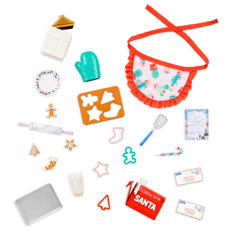 Glitter Girls 14-Inch Doll Accessories Holiday Cookies Set 23 Pieces Baking Playset Apron, Oven Mitt & Kitchen Supplies 3+ Years Holiday Cookies Playset