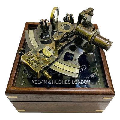Antique Nautical Brass Working Marine Sextant with Wooden Box Antique Astrolabe Ship Navigation Instrument Celestial & Nautical Sextant by The Modern Miracles