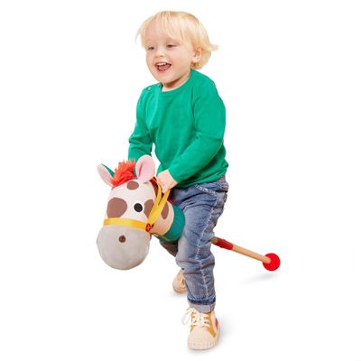 Battat  Classic Hobby Horse  Plush Stick Horse  Wooden Pole & Sensory Textures  Realistic Sounds  2+ Years  Pony Pal
