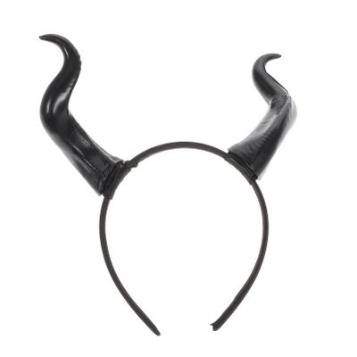 Lurrose Devil Horns Headband Realistic Ox Horn Hairband Black Cosplay Horn Hair Hoop for Halloween Carnival Party