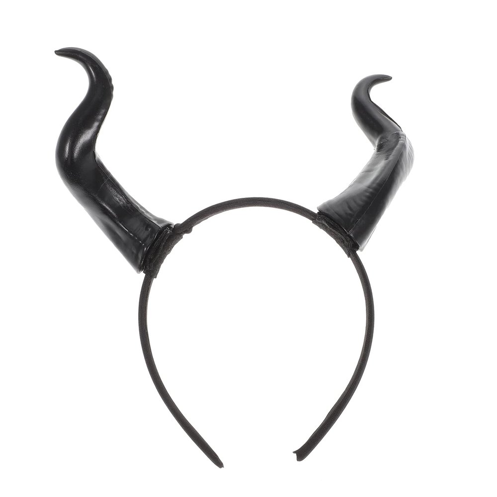 Lurrose Devil Horns Headband Realistic Ox Horn Hairband Black Cosplay Horn Hair Hoop for Halloween Carnival Party