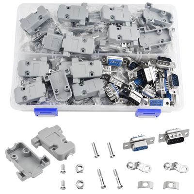WMYCONGCONG 30 PCS DB9 Solder Connector 9 Pin Male and Female D-Sub Solder Type Connector with Plastic Cover Housing