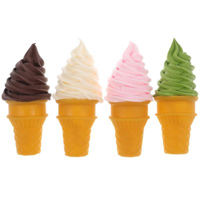 4pcs Simulated Ice Cream Cone Artificial Lifelike Fake Ice Cream Food Models Pretend Play Kitchen Food Toy for Shop Window Display Decor Party Photo Props
