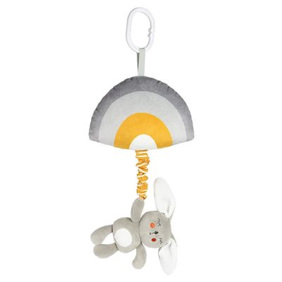 Blublu Park Baby Hanging Rattle Toys, Baby Lullaby Pull Musical, Soft Plush Early Development Stroller Car Toys with Squeaker for Infant (Rabbit)