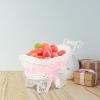 STOBOK Mini Wicker Stroller Decoration Rattan Doll Carriage Woven Candy Basket Centerpiece Decor for Baby Shower Party Favors - Pink view 4