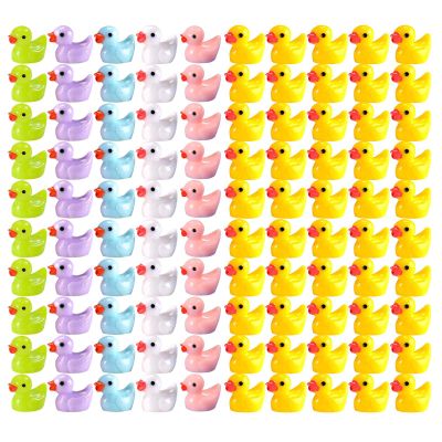 100 PCS Tiny Ducks | Mini Resin Duck Miniature Figures, Landscape Garden Landscape Aquarium Dollhouse Ornament Potted Plants DIY Pendant Craft Decoration for Christmas Birthday Party