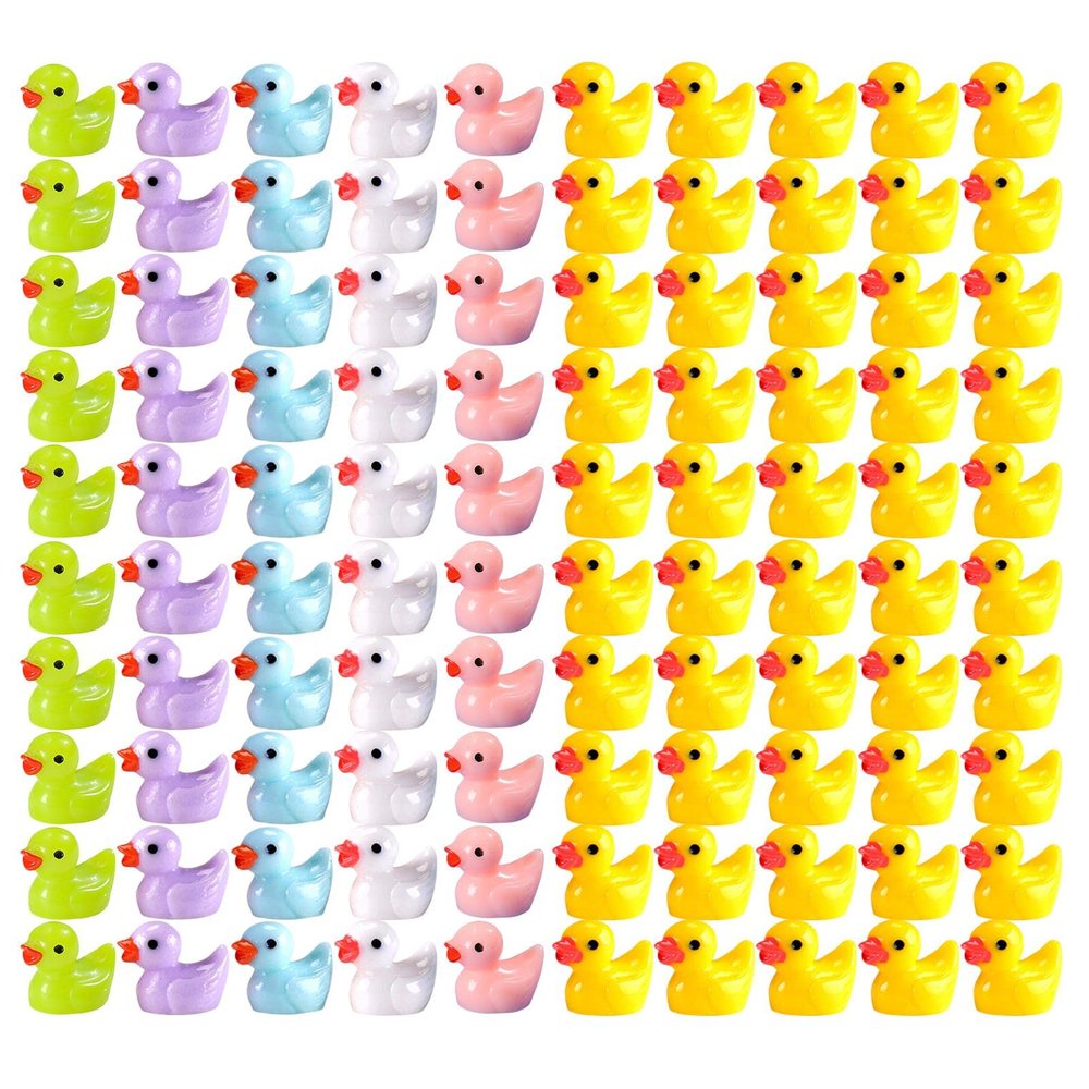 100 PCS Tiny Ducks | Mini Resin Duck Miniature Figures, Landscape Garden Landscape Aquarium Dollhouse Ornament Potted Plants DIY Pendant Craft Decoration for Christmas Birthday Party