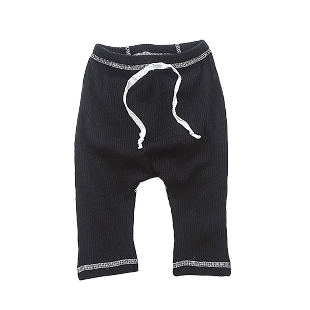 Baby Newborn Infant Girls Boys Solid Ribbed Cotton Summer Autumn Long Pants Leggings Baby Boy Knit (Black, 12-18 Months)