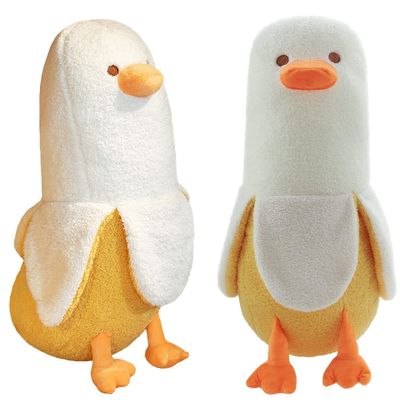 Banana Duck Plush Toy 27.5'',Cute Plushies Banana Stuffed Animal,Duck Plushie Long Banana Duck Plush Pillow,Funny Hugging Pillow Sleeping Cushion Soft Gifts for Boys Girls Birthday Christmas(White)