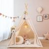 Teepee Tent for Kids with Padded Mat Foldable Tone Play Tents for Girl and Boy Canvas Tepee Playhouse for Child Indoor Outdoor view 1