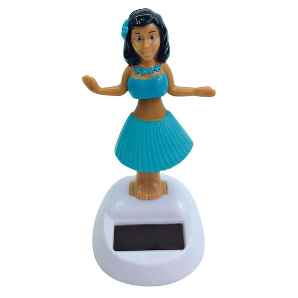 Solar Powered Dancing Hawaiian Girl, Decoration Gift, Swinging Dancer Toy, No Battery Required, Desk and Dashboard Decor Kids Toys(Blue)