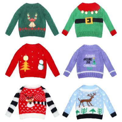Chalyna 6 Pcs Christmas Doll Clothes Christmas Accessories Outfit Small Sweater Knitted Clothing Xmas Accessory Santa Clothing Accessories Clothes, Doll is Not Included(Adorable)