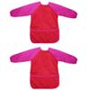 2 Pack Kids Art Smocks Waterproof Children Artist Painting Drawing Aprons Long Sleeve with 3 Pockets Size L for Age 8-10 Years (Red) view 1