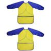 2 Pack Kids Art Smocks Waterproof Children Artist Painting Drawing Aprons Long Sleeve with 3 Pockets Size S for Age 3-5 Years (Yellow Blue) view 1