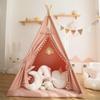 Teepee Tent for Kids with Padded Mat Foldable Tone Play Tents for Girl and Boy Canvas Tepee Playhouse for Child Indoor Outdoor view 1
