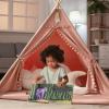 Teepee Tent for Kids with Padded Mat Foldable Tone Play Tents for Girl and Boy Canvas Tepee Playhouse for Child Indoor Outdoor view 3
